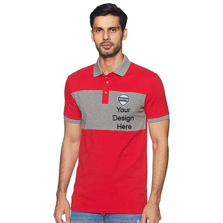 Red Customized United Colors of Benetton Men's Plain Regular Fit Polo