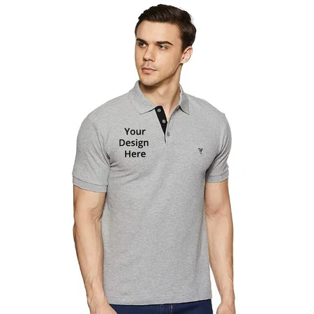 Grey Customized Van Heusen Athleisure Men's Solid Regular Fit Polo