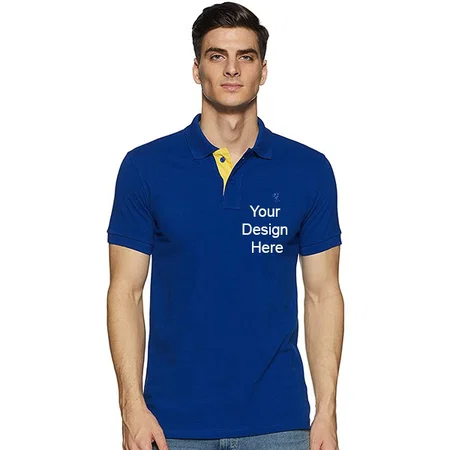 Royal Blue Customized Men's Cotton Polo T-Shirt