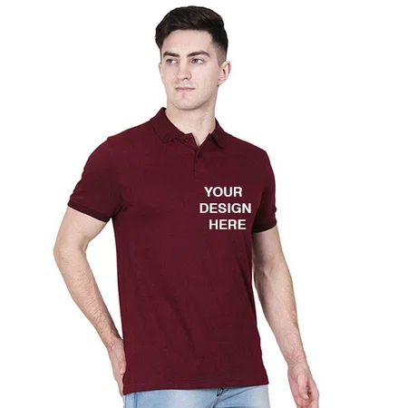 Maroon Customized Men's Half Sleeve Polo Collared T-Shirt