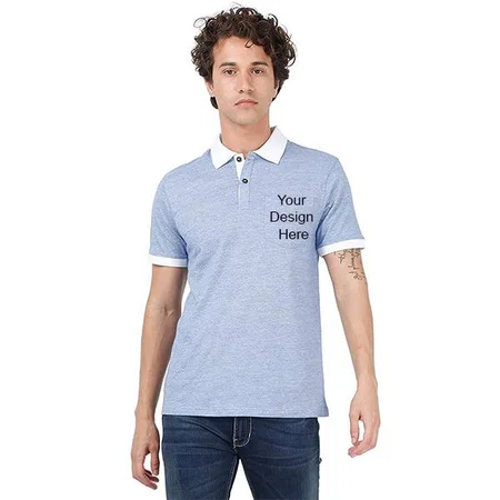 Grey White Customized Eco-Friendly Men's Polo T-Shirt