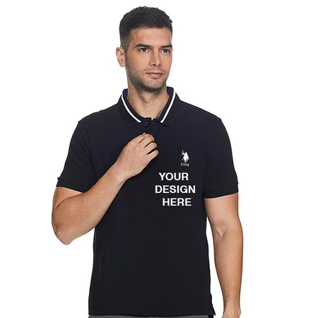 Black Customized US Polo Association Men's T-Shirt