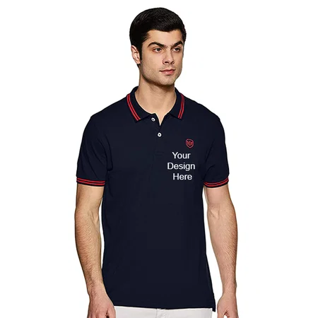 Blue Customized Max Men's Solid Slim fit Polo