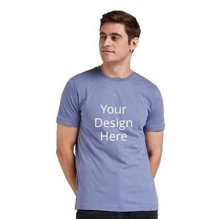 Blue Customized Men's Solid Regular T-Shirt