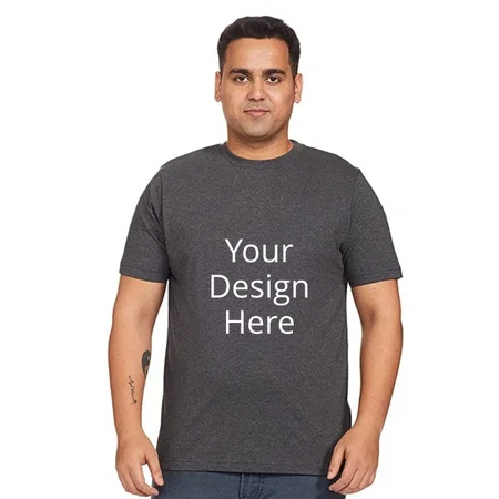 Dark Grey Customized Men's Solid Regular T-Shirt
