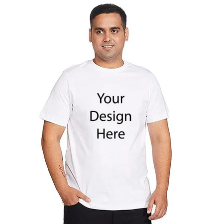 White Customized Men's Solid Regular Fit Half Sleeve Cotton T-Shirt