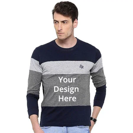 Multi Colour Customized Men's Stylish Cotton Full Sleeve T-Shirt