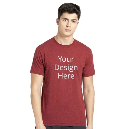 Red Melange Customized Jockey Men's Regular Fit Round Neck Half Sleeved T-Shirt