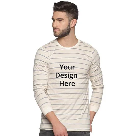 Off White Customized Men's Stylish Cotton Full Sleeve T-Shirt