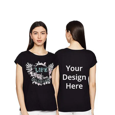Black Customized Jockey Women's Life Design Graphic Printed Regular Fit T-Shirt