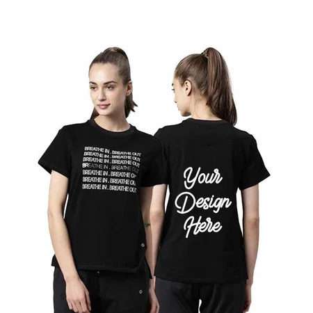 Black Customized Enamor Cotton Breathe Design Graphic Printed T-Shirt