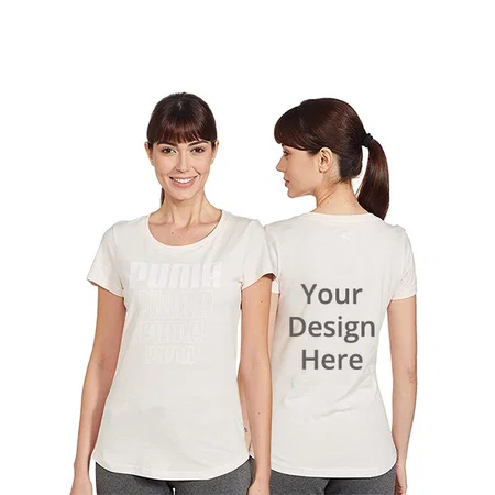 White Customized Puma Women's Graphic Printed T-Shirt