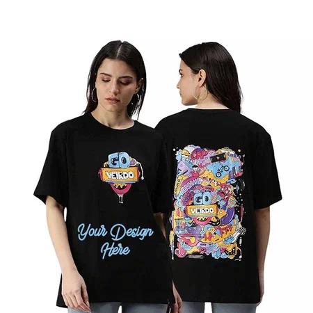 Black Customized Go Veirdo Graphic Printed T-Shirt for Women