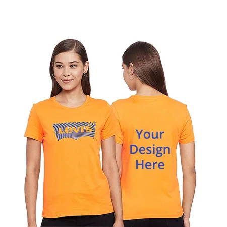 Orange Customized Levi's Women's Graphic Printed T-Shirt