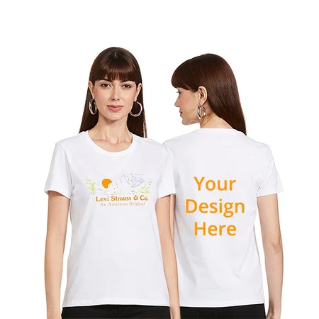 White Customized Levi's Graphic Printed Regular T-Shirt for Women