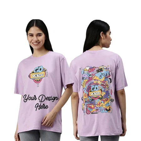 Lilac Customized Women's Oversized Loose Fit Go Veirdo Graphic Printed T-Shirt