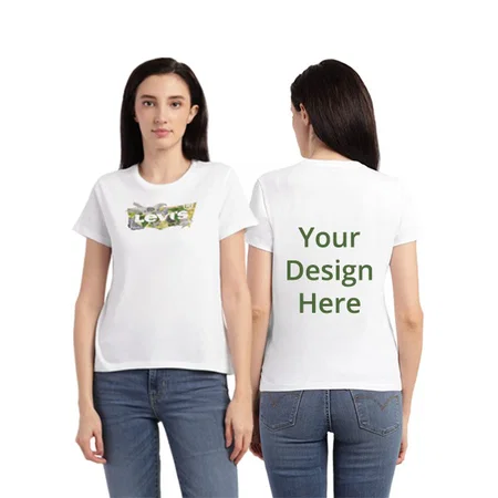 White Customized Levi's Women's Graphic Printed Regular Fit T-Shirt