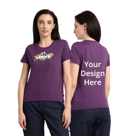 Purple Customized Levi's Women's Graphic Printed Regular Fit T-Shirt