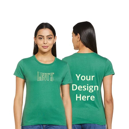 Green Customized Levi's Women's Graphic Printed Regular Fit T-Shirt