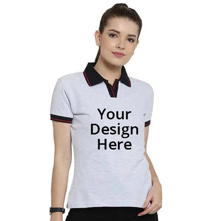 Light Grey Customized Women's Organic Cotton Polo T-Shirt