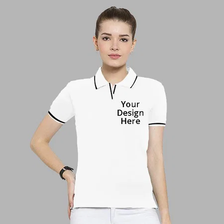 White Customized Women's Polo T-Shirt