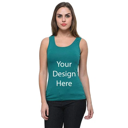 Green Customized Womens Cotton Tank Top
