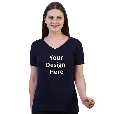 Navy Blue Customized Women's T-Shirt