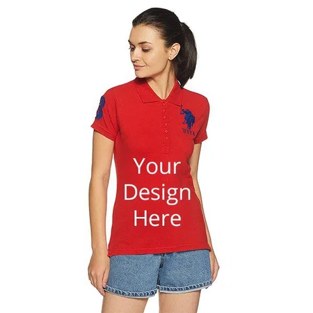 Red Customized US Polo Assn. Women's Polo T-Shirt