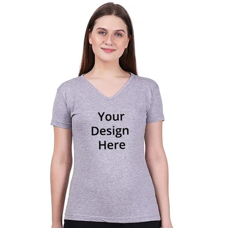 Grey Melange Customized Women's T-Shirt