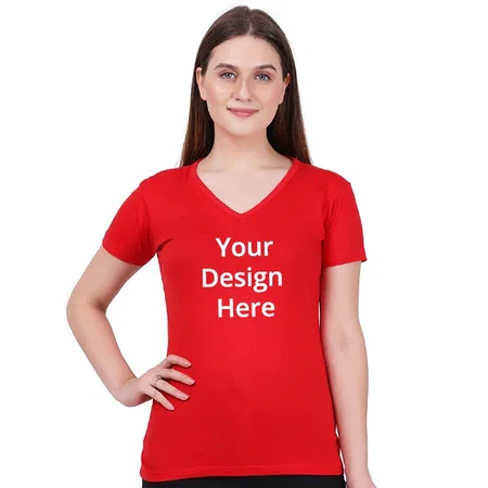 Red Customized Women's T-Shirt