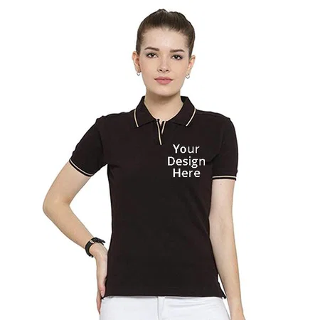 Coffee Brown Customized Women's Organic Cotton Polo T-Shirt