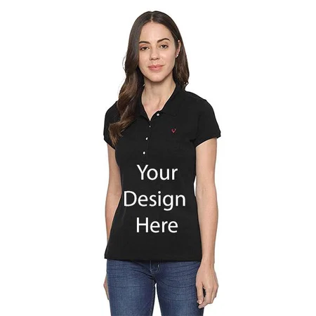 Black Customized Allen Solly Women Regular fit Polo T-Shirt