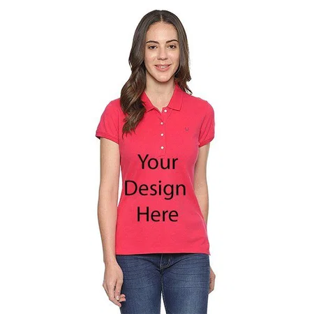 Pink Customized Allen Solly Polo T-Shirt for Women