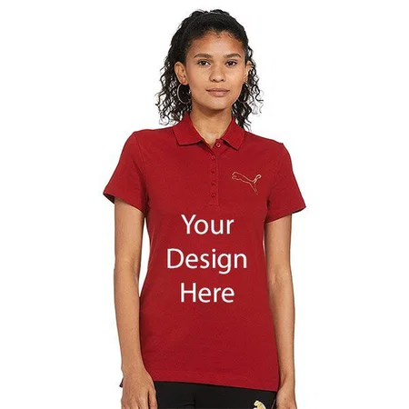 Red Customized Puma Women's Regular Polo T-Shirt