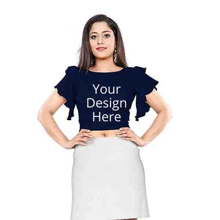 Navy Blue Customized Women's Crop Top