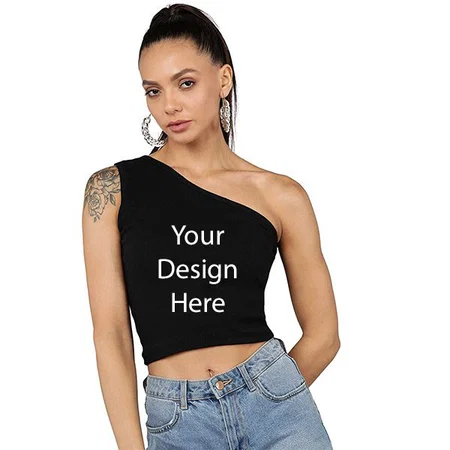 Black Customized Women Ribbed Cotton Tank Top