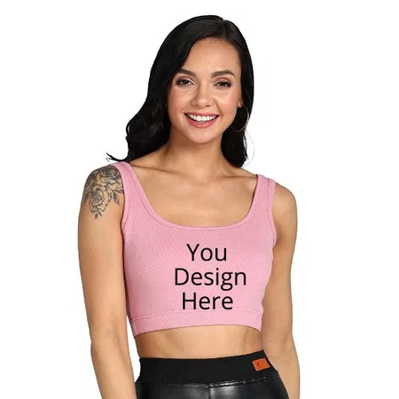 Pink Customized Stylish Women Sleeveless Crop Tank Top