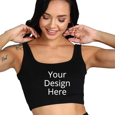 Black Customized Stylish Women Sleeveless Crop Tank Top