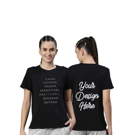 Black Customized Enamor Short Sleeve Yoga Quotes Graphic Printed T-Shirt