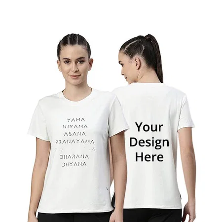 White Customized Enamor Short Sleeve Yoga Quotes Graphic Printed T-Shirt