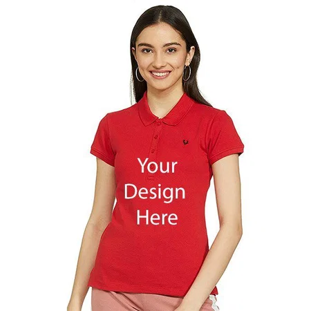 Red Customized Allen Solly Women's Regular Fit Polo T-Shirt