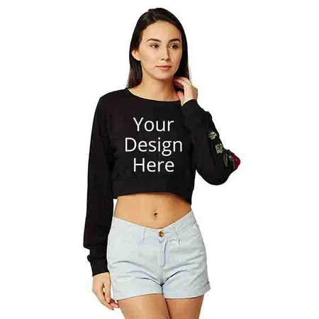 Black Customized Women Black Crop Top