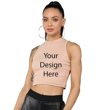 Beige Customized Women Stylish Crop Tank Top