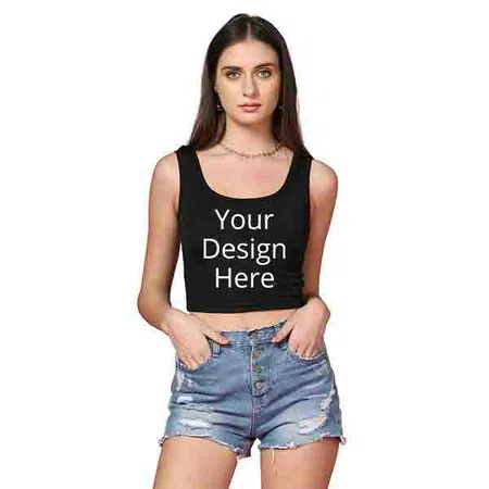 Black Customized Tank Crop Top for Women