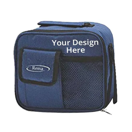 Blue Customized Stainless Steel Lunch Box Set with 3 Steel Containers + 1 Steel Bottle + 1 Plastic Container + Bag