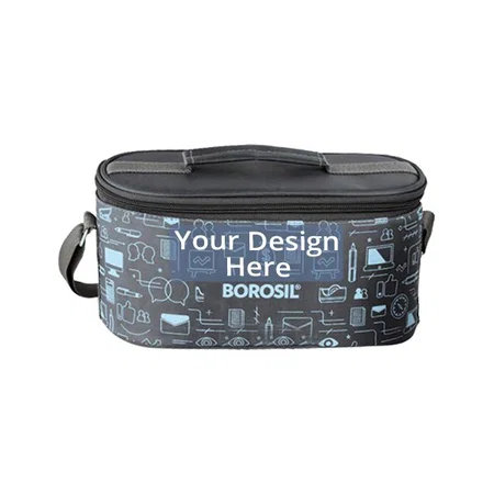 Blue Grey Customized Borosil Stainless Steel Insulated Lunch Box Set of 4 (2pcs 280 ml + 2pcs 180 ml)