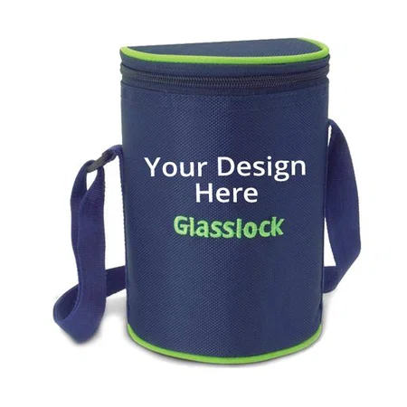 Blue Customized Glasslock Korea Tempered Microwave Safe Glass Container Lunch box, 400 ml, Set of 3