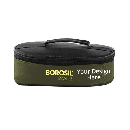 Green Customized Borosil Glass Lunch Box 400 ml, Microwave Safe, Set of 2