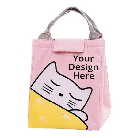 Pink Customized Insulated Lunch Bag For Kids