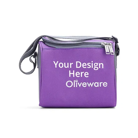 Purple Customized Oliveware Insulated Lunch Box, 3 Stainless Steel Containers and Sipper with Steel Spoon